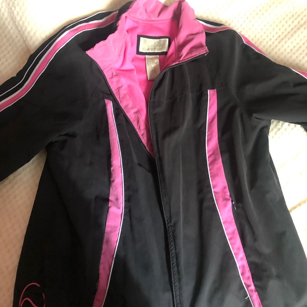 PINK AND BLACK STRIPED JOGGER JACKET